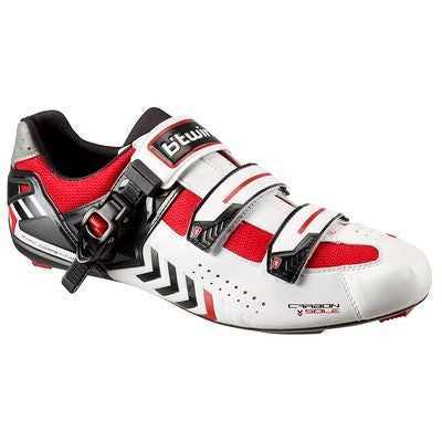 B'TWIN WHITE/RED CYCLING SHOES